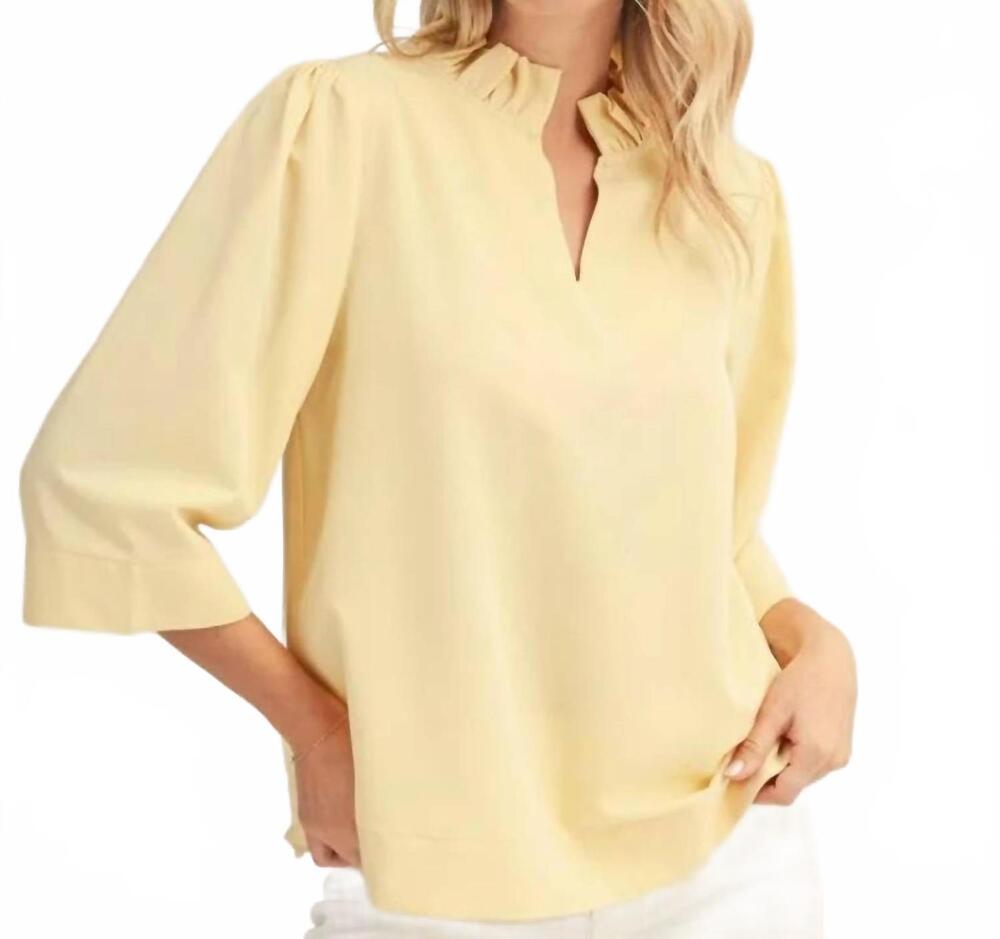 NEW JODIFL 3/4 sleeves crinkled solid top in yellow